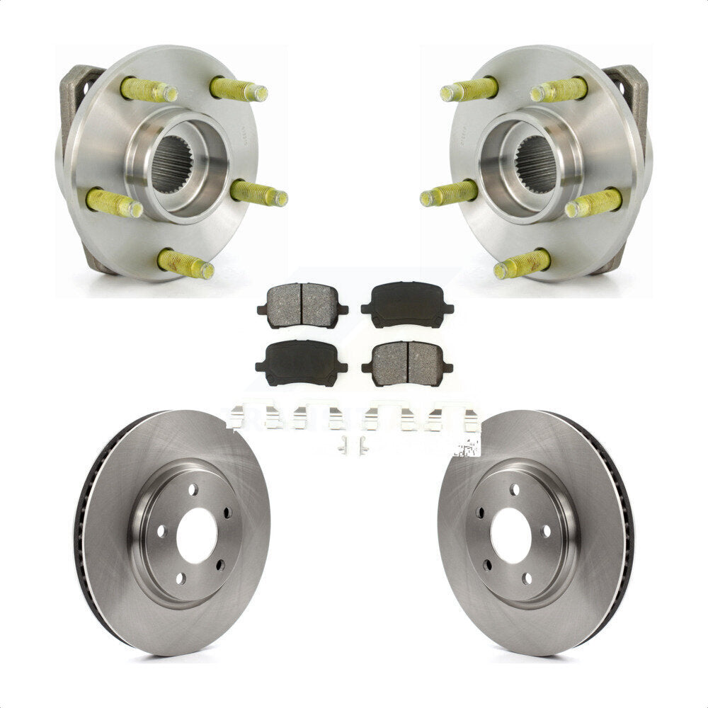Hub Bearing Assembly Brake Rotor Pads Front Kit For 2006-2007 Pontiac G6 Non-ABS