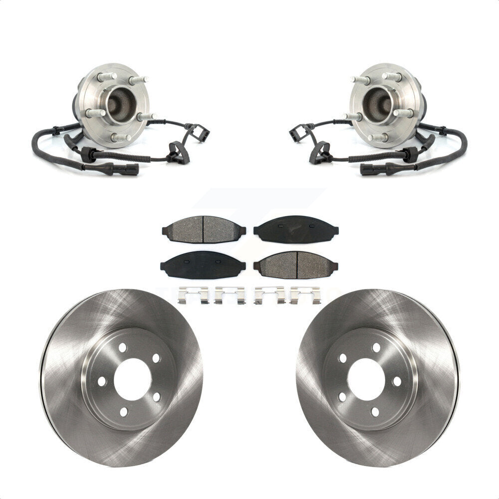 Hub Bearing Brake Rotor & Pad Front Kit For Ford Crown Victoria Lincoln Town Car