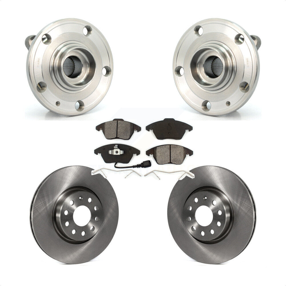 Hub Bearing Brake Rotor & Pad Front Kit For Volkswagen Jetta Beetle Audi GTI Eos