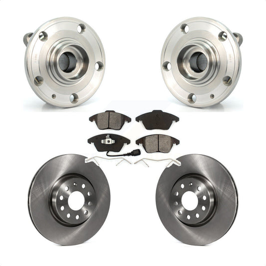 Hub Bearing Brake Rotor & Pad Front Kit For Volkswagen Jetta Beetle Audi GTI Eos