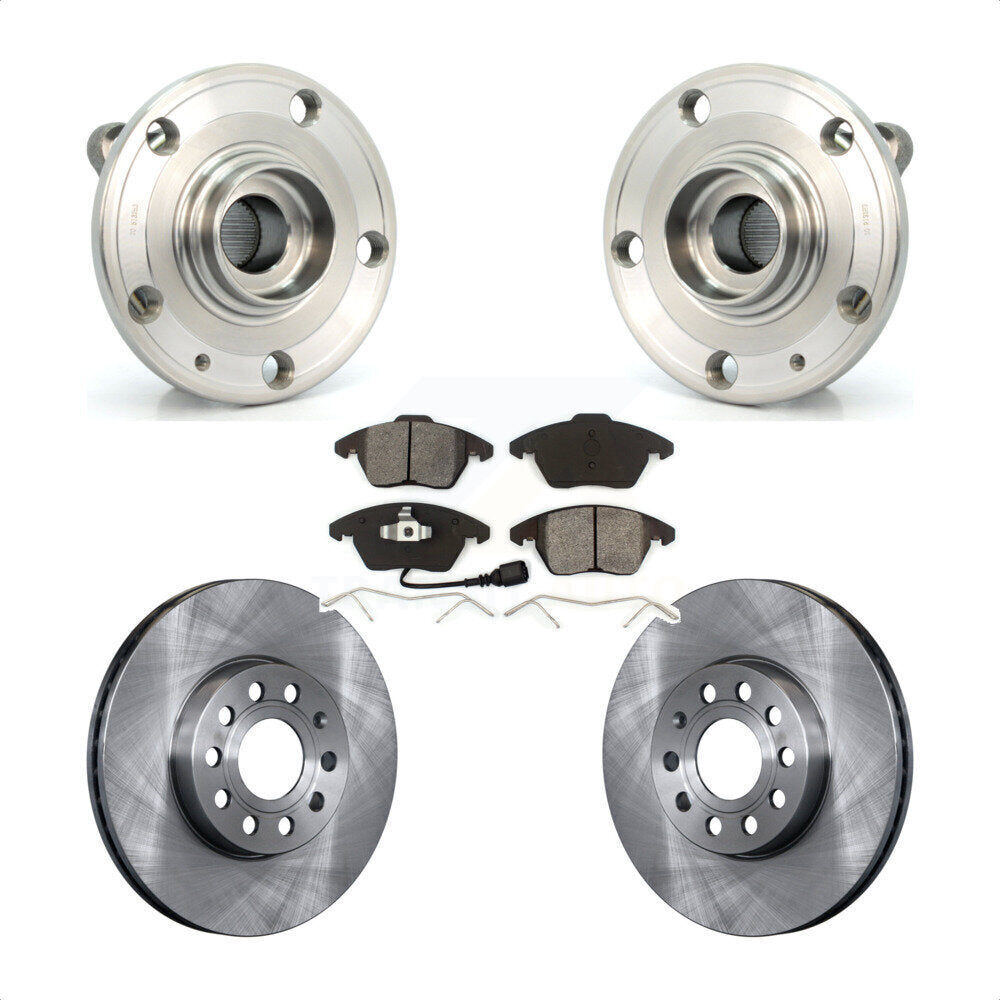 Hub Bearing Brake Rotor & Pads Front Kit For Volkswagen Jetta Beetle Audi Eos A3