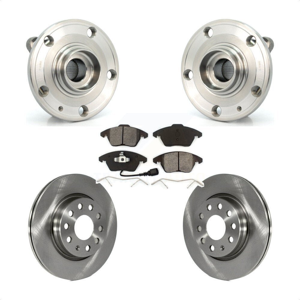 Hub Bearing Disc Brake Rotor & Pads Front Kit For Volkswagen GTI Audi A3 Quattro
