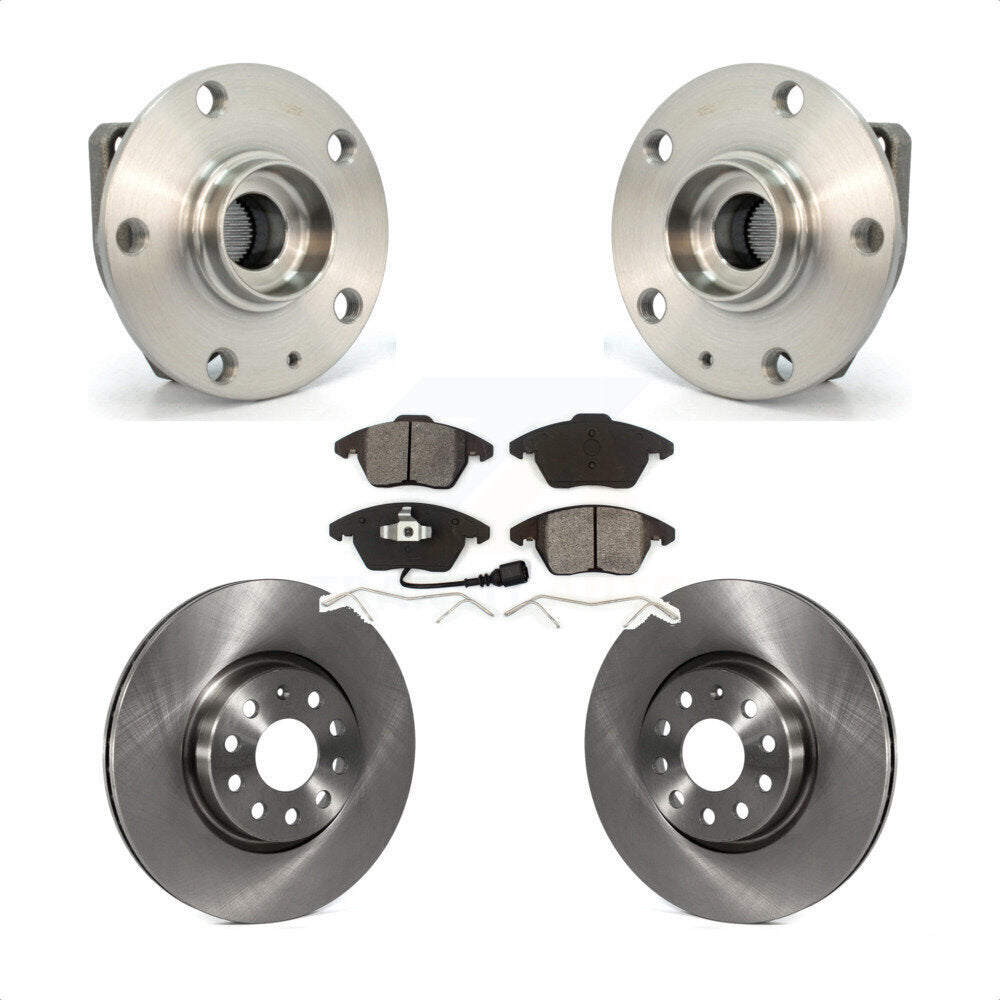 Hub Bearing Brake Rotor Pads Front Kit For Volkswagen GTI 3 Bolt Mounting Flange