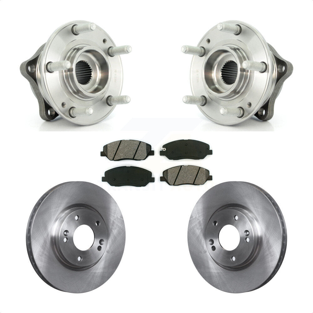 Hub Bearing Assembly Brake Rotor & Pads Front Kit For 2007-2009 Hyundai Santa Fe