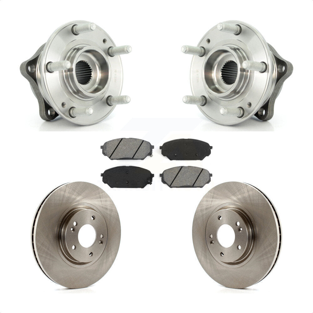 Hub Bearing Assembly Brake Rotor & Pads Front Kit For 2007-2012 Hyundai Veracruz