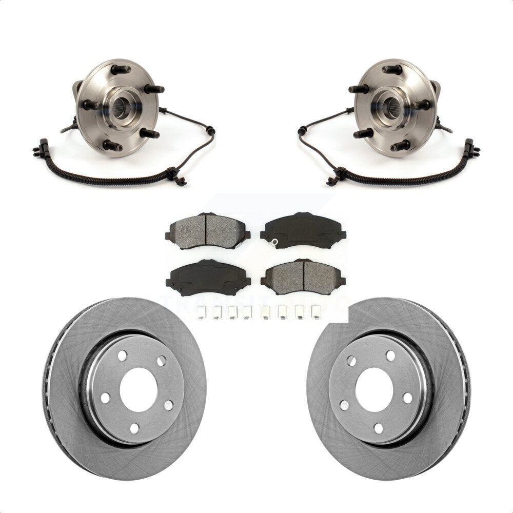 Hub Bearing Assembly Disc Brake Rotor Pads Front Kit For 2007-2010 Jeep Wrangler