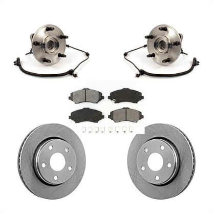 Hub Bearing Assembly Disc Brake Rotor Pads Front Kit For 2007-2010 Jeep Wrangler