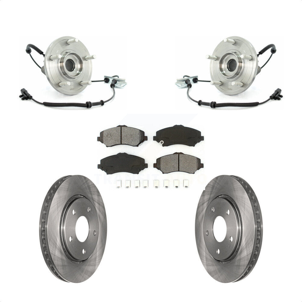 Hub Bearing Brake Rotor & Pads Front Kit For Dodge Grand Caravan Chrysler Town