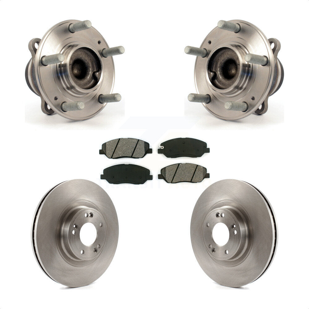 Hub Bearing Assembly Brake Rotor And Pad Front Kit For 2012 Hyundai Genesis 3.8L