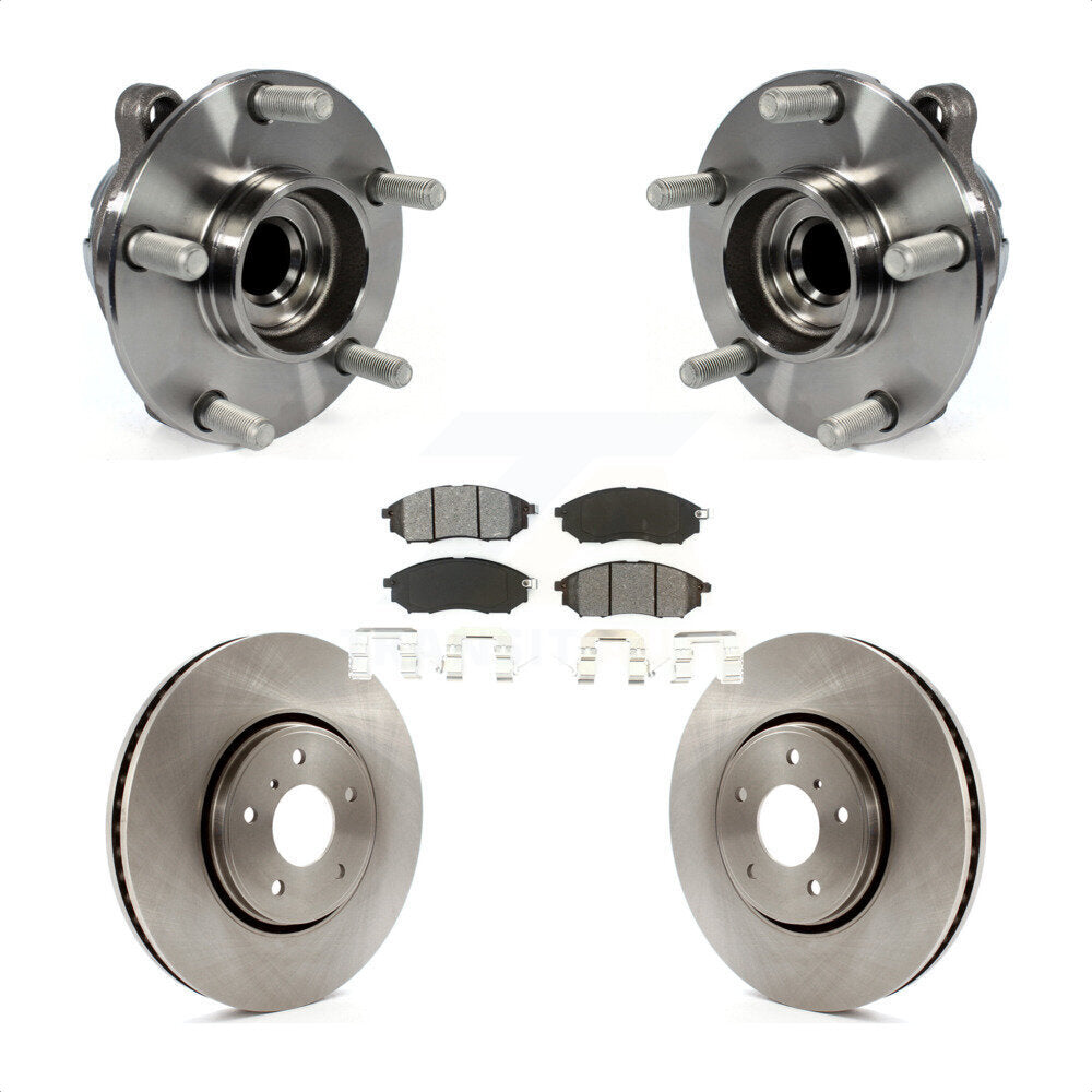 Hub Bearing Assembly Disc Brake Rotor & Pad Front Kit For INFINITI FX35 FX37 RWD