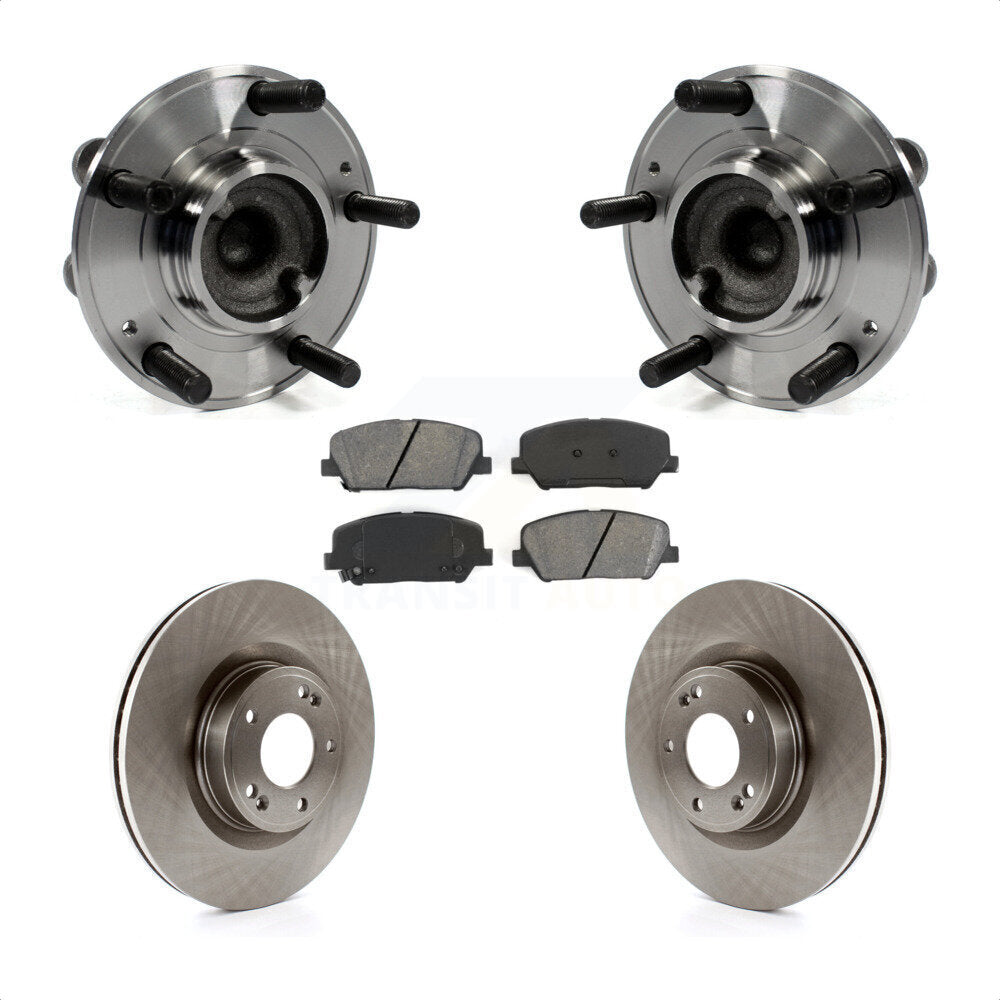 Hub Bearing Assembly Disc Brake Rotor & Pads Front Kit For Hyundai Genesis Coupe
