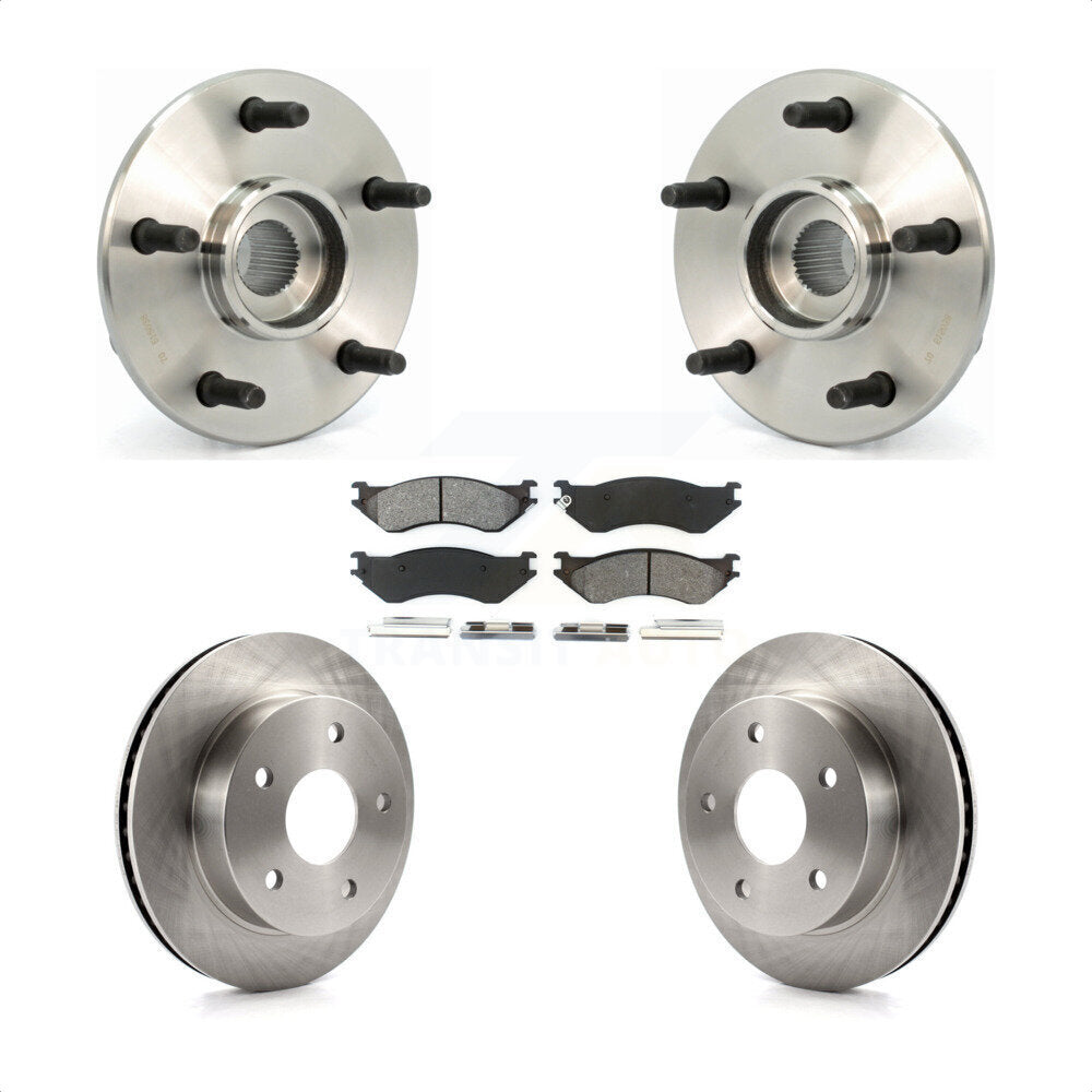 Hub Bearing Brake Rotor & Pads Front Kit For Dodge Ram 1500 4WD with 2-Wheel ABS