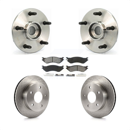 Hub Bearing Brake Rotor & Pads Front Kit For Dodge Ram 1500 4WD with 2-Wheel ABS