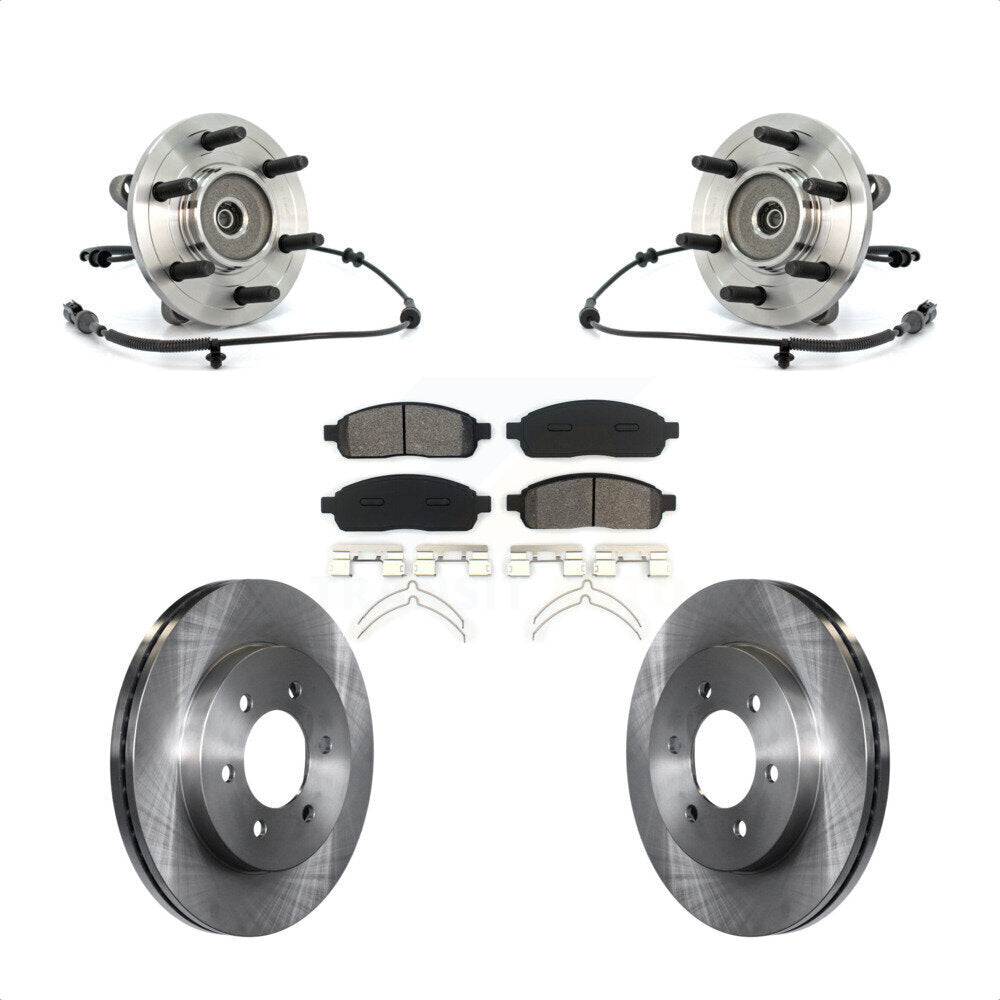 Hub Bearing Assembly Disc Brake Rotors And Pads Front Kit For Ford F-150 4WD