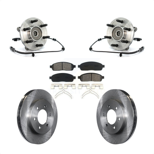 Hub Bearing Assembly Disc Brake Rotors And Pads Front Kit For Ford F-150 4WD