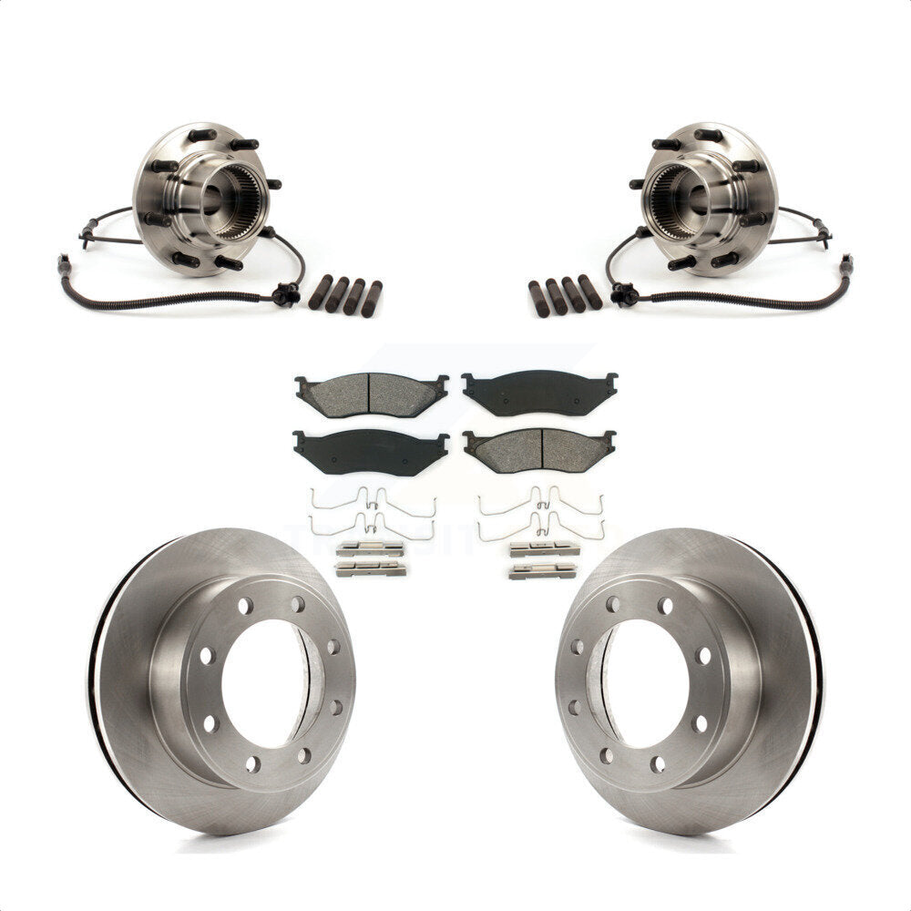 Hub Bearing Assembly Disc Brake Rotor & Pads Front Kit For Ford F-550 Super Duty