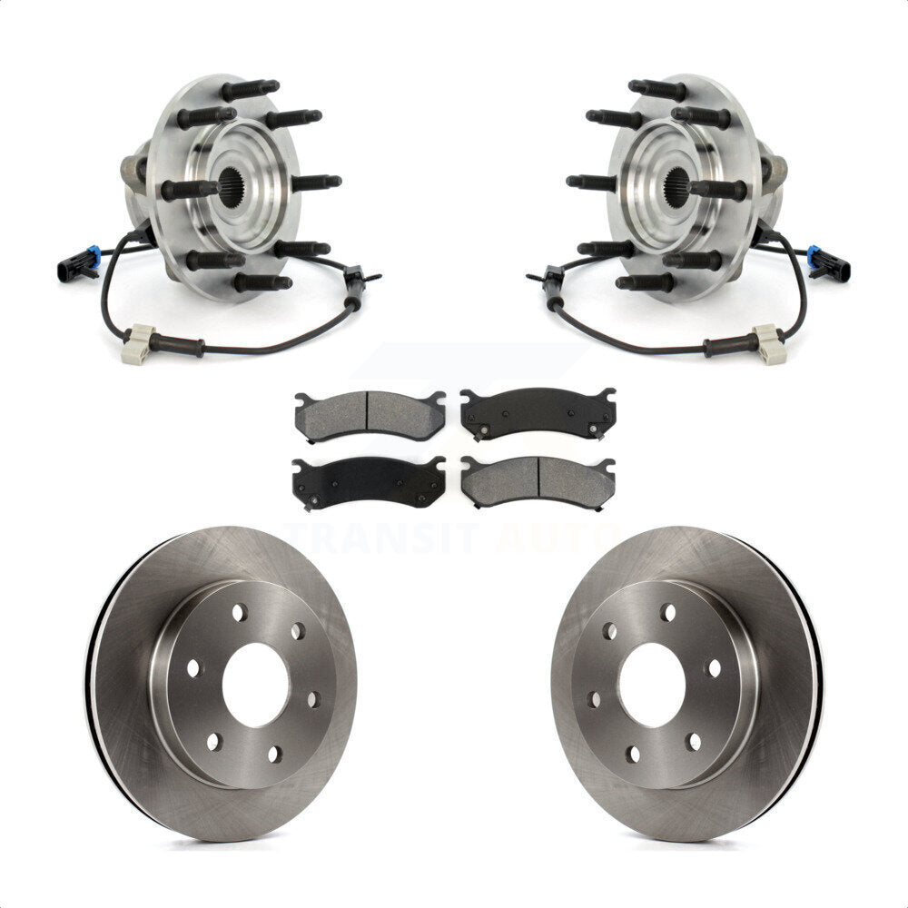 Hub Bearing Brake Rotor & Pads Front Kit For Chevrolet Silverado 1500 GMC Sierra