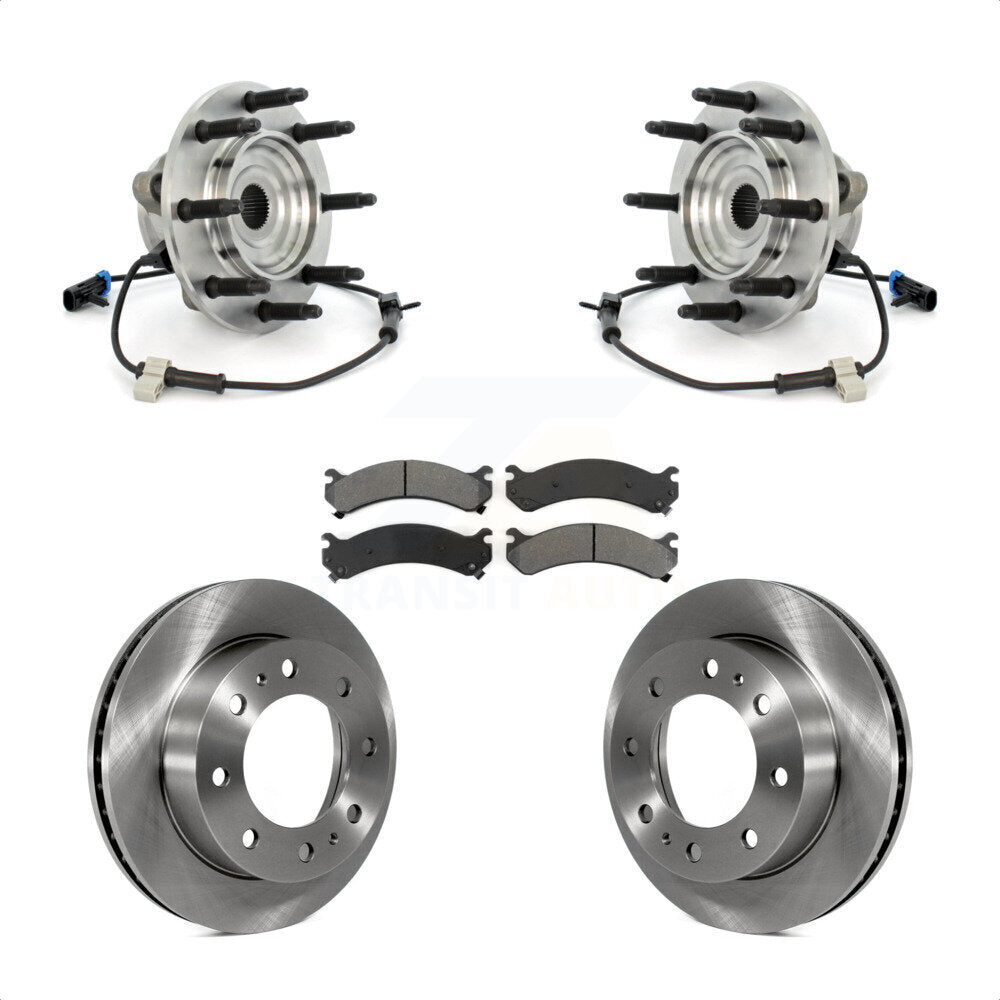 Hub Bearing Brake Rotor Pad Front Kit For GMC Chevrolet Sierra 2500 HD Silverado
