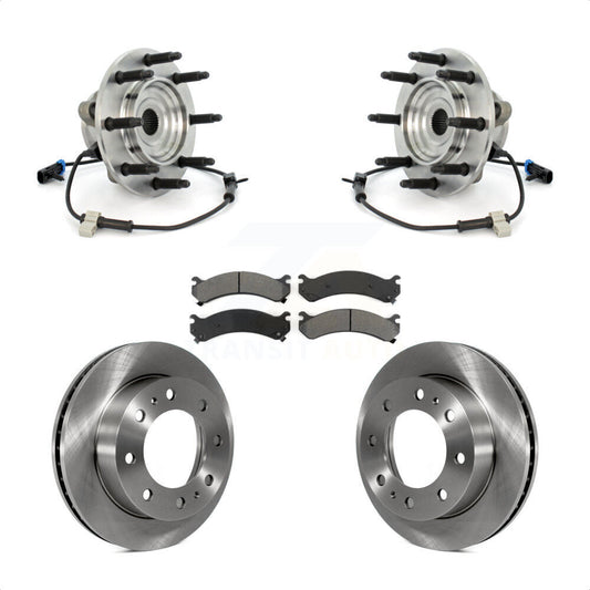 Hub Bearing Brake Rotor Pad Front Kit For GMC Chevrolet Sierra 2500 HD Silverado
