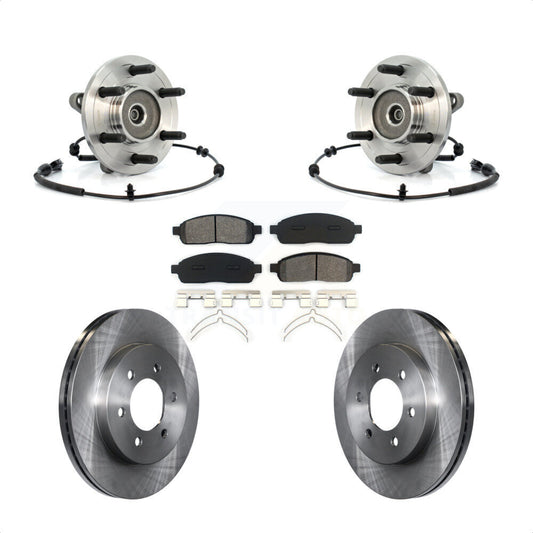 Hub Bearing Disc Brake Rotor & Pads Front Kit For Ford F-150 Lincoln Mark LT 4WD