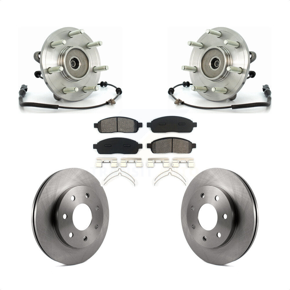 Hub Bearing Disc Brake Rotor & Pads Front Kit For Ford F-150 Lincoln Mark LT 4WD