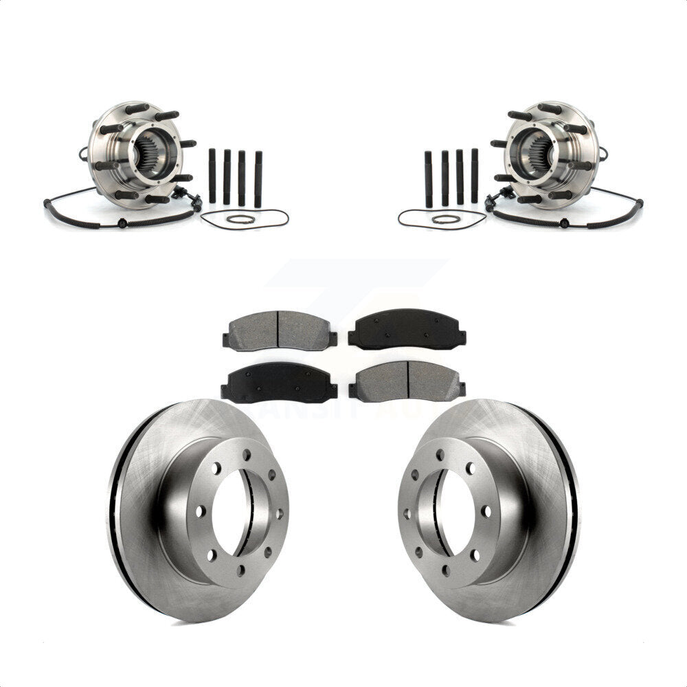 Hub Bearing Assembly Brake Rotor & Pad Front Kit For Ford F-250 Super Duty F-350