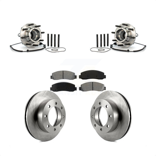 Hub Bearing Assembly Brake Rotor & Pad Front Kit For Ford F-250 Super Duty F-350