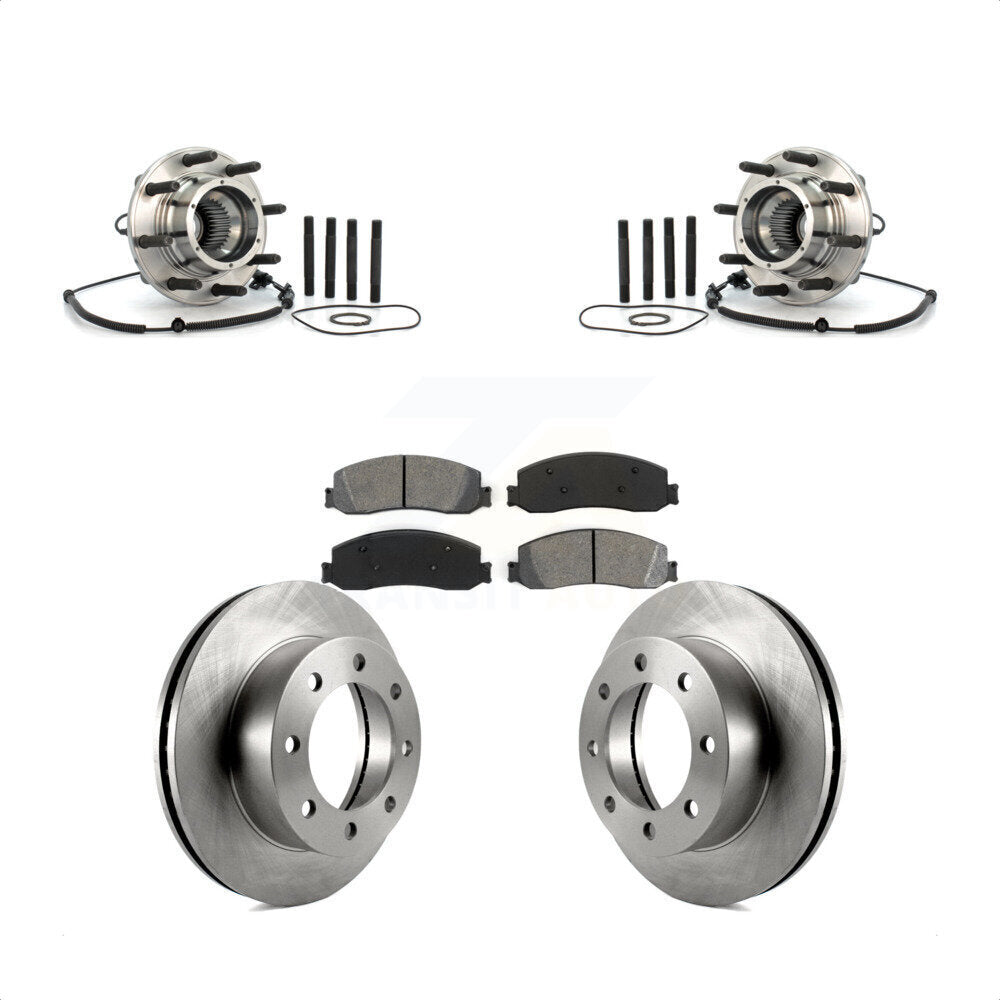 Hub Bearing Brake Rotor & Pads Front Kit For 2008-2010 Ford F-350 Super Duty 4WD