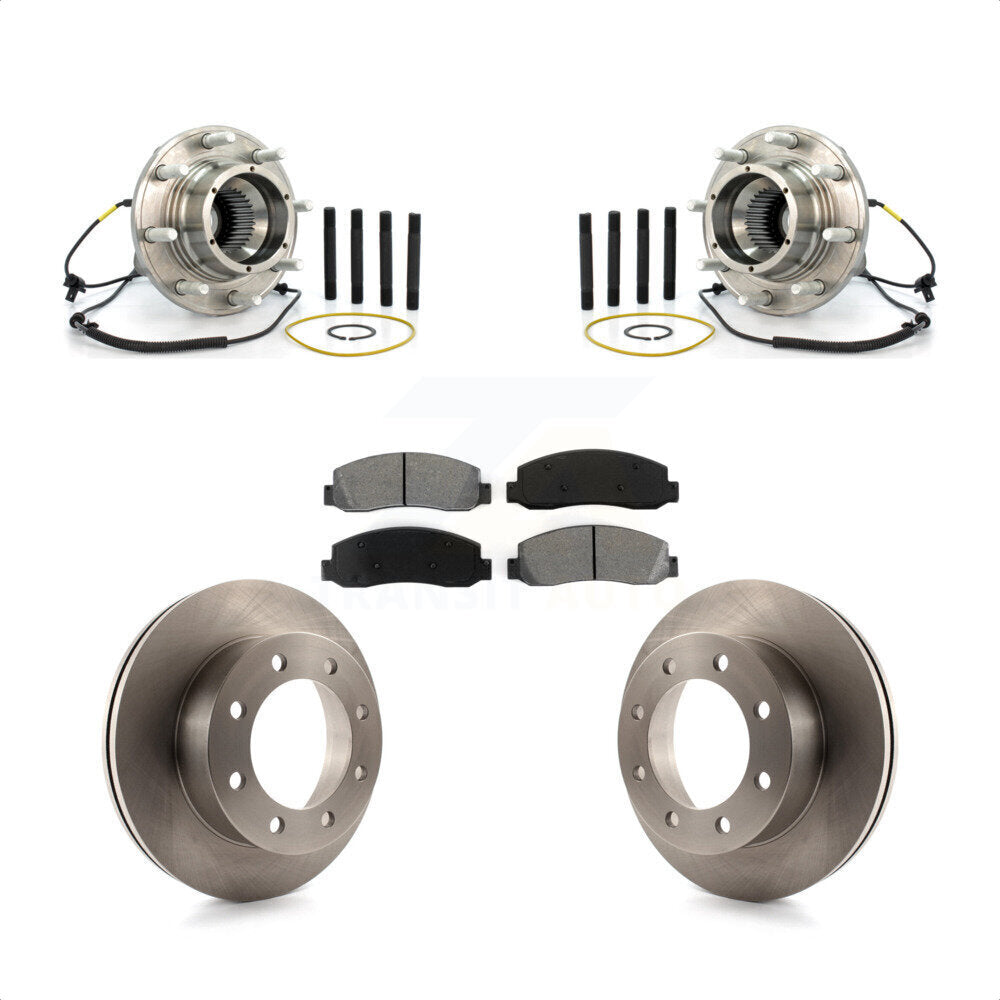 Hub Bearing Assembly Brake Rotor And Pad Front Kit For Ford F-350 Super Duty 4WD