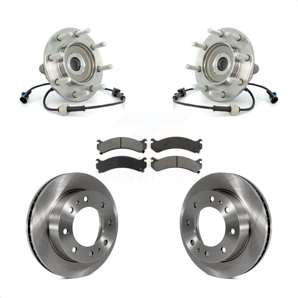 Hub Bearing Brake Rotor & Pads Front Kit For Chevrolet GMC Sierra 3500 Silverado