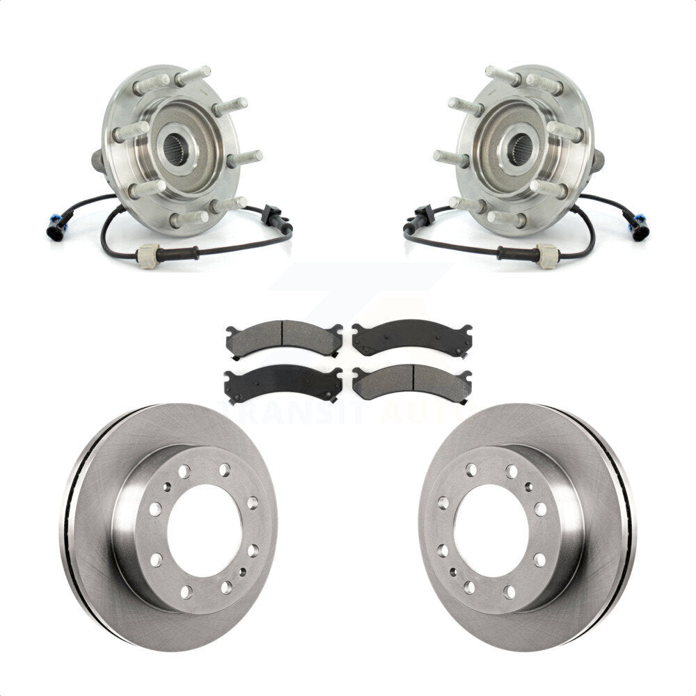 Hub Bearing Brake Rotor & Pads Front Kit For Chevrolet GMC Sierra 3500 Silverado