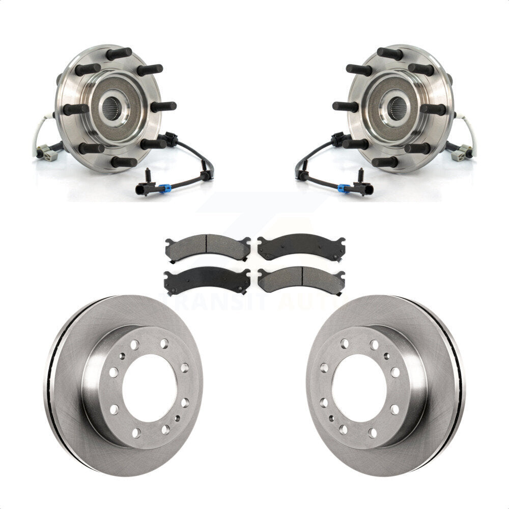 Hub Bearing Brake Rotor & Pads Front Kit For GMC Sierra 3500 Chevrolet Silverado