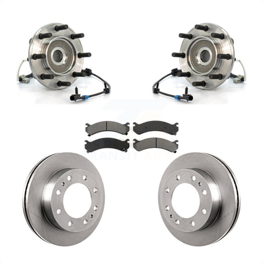 Hub Bearing Brake Rotor & Pads Front Kit For GMC Sierra 3500 Chevrolet Silverado