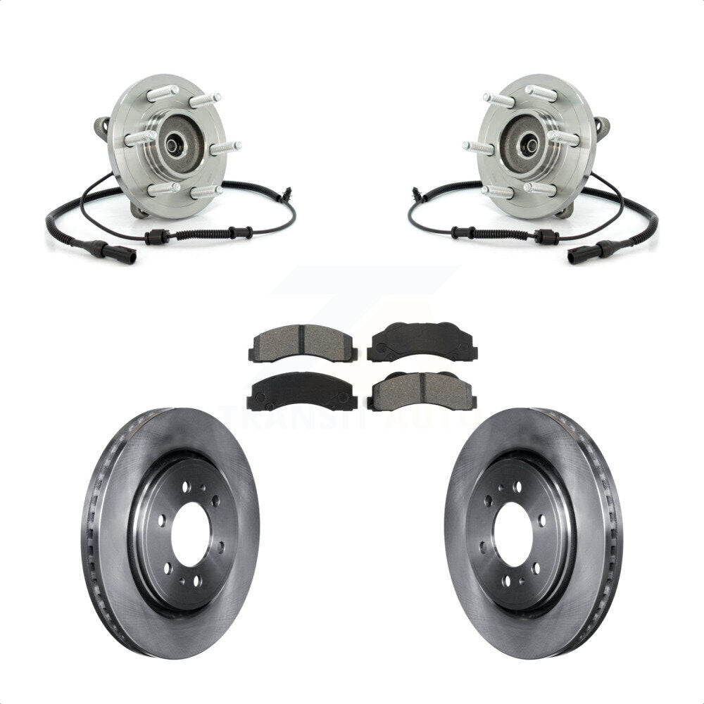 Hub Bearing Brake Rotor Pads Front Kit For Ford Expedition Lincoln Navigator 4WD
