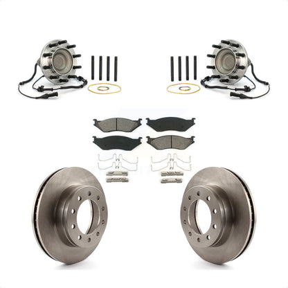 Hub Bearing Assembly Brake Rotor & Pad Front Kit For Ford F-550 Super Duty F-450