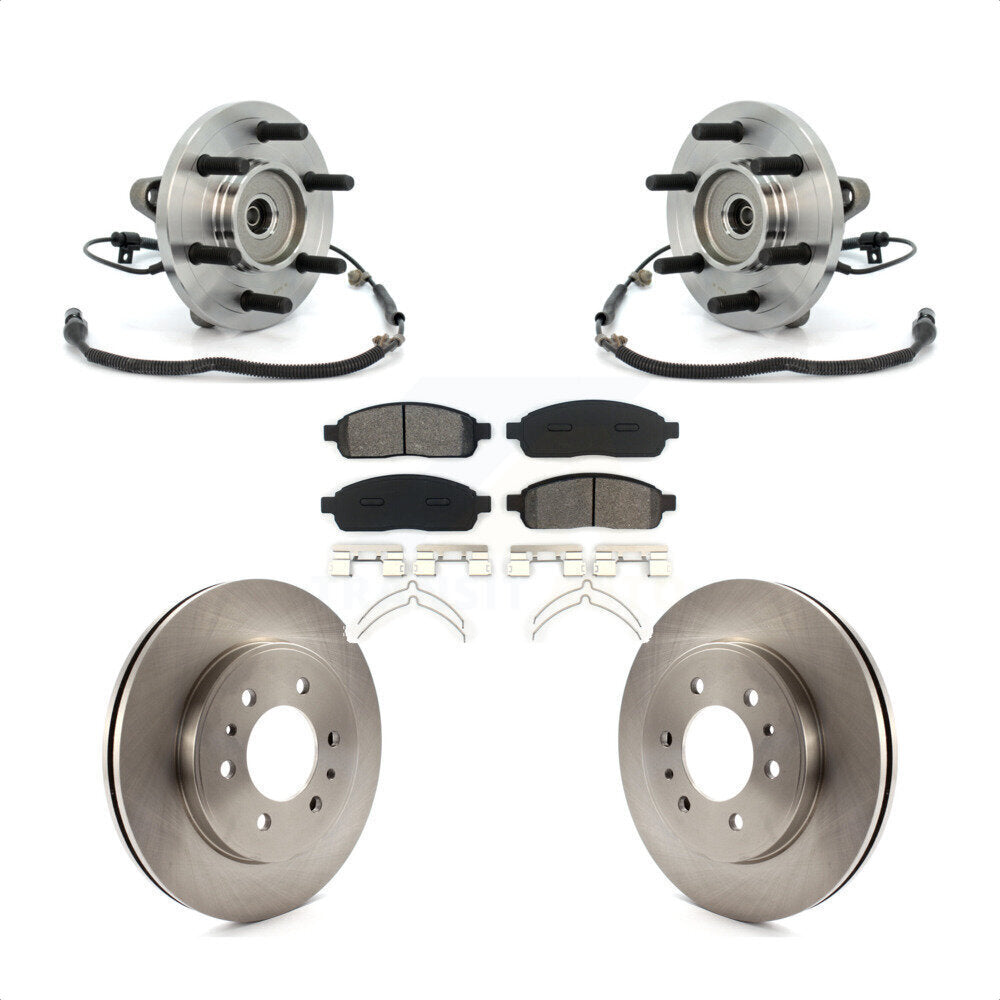 Hub Bearing Assembly Disc Brake Rotor And Pads Front Kit For 2009 Ford F-150 4WD