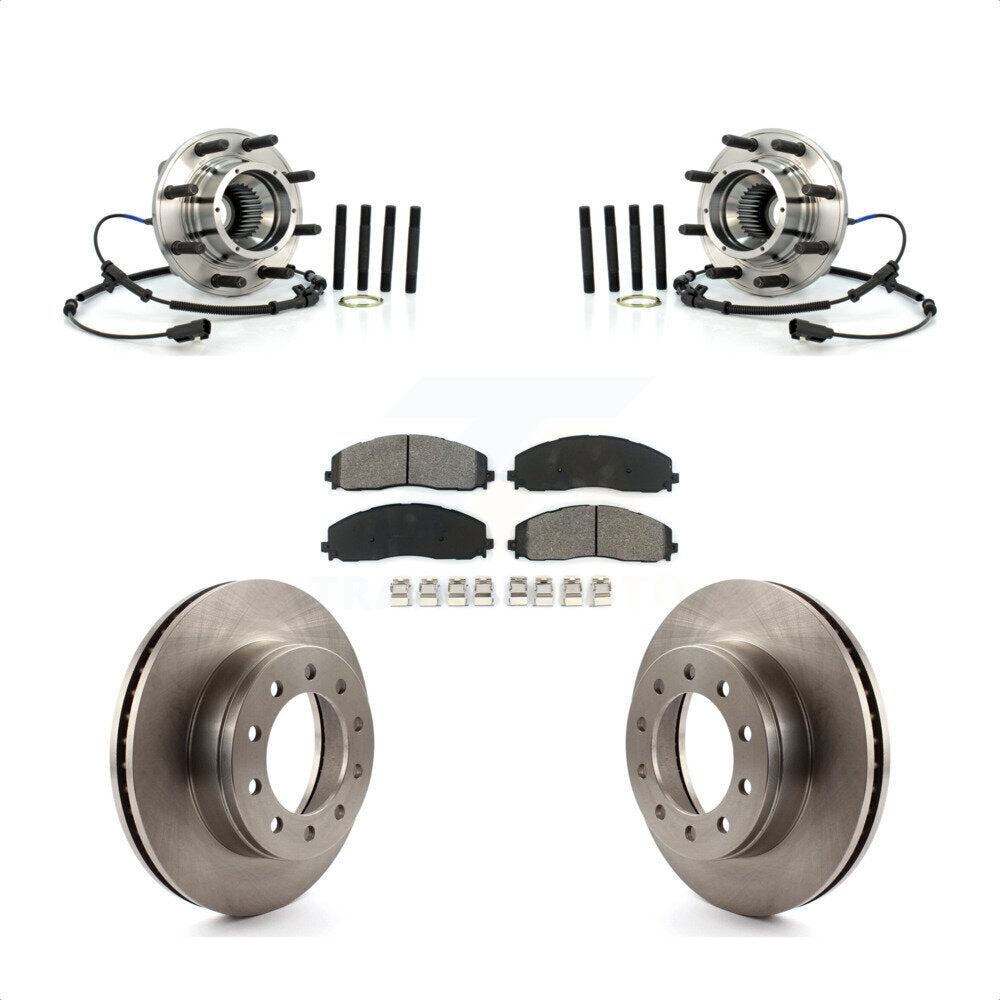 Hub Bearing Disc Brake Rotor & Pads Front Kit For 2013 Ford F-250 Super Duty 4WD