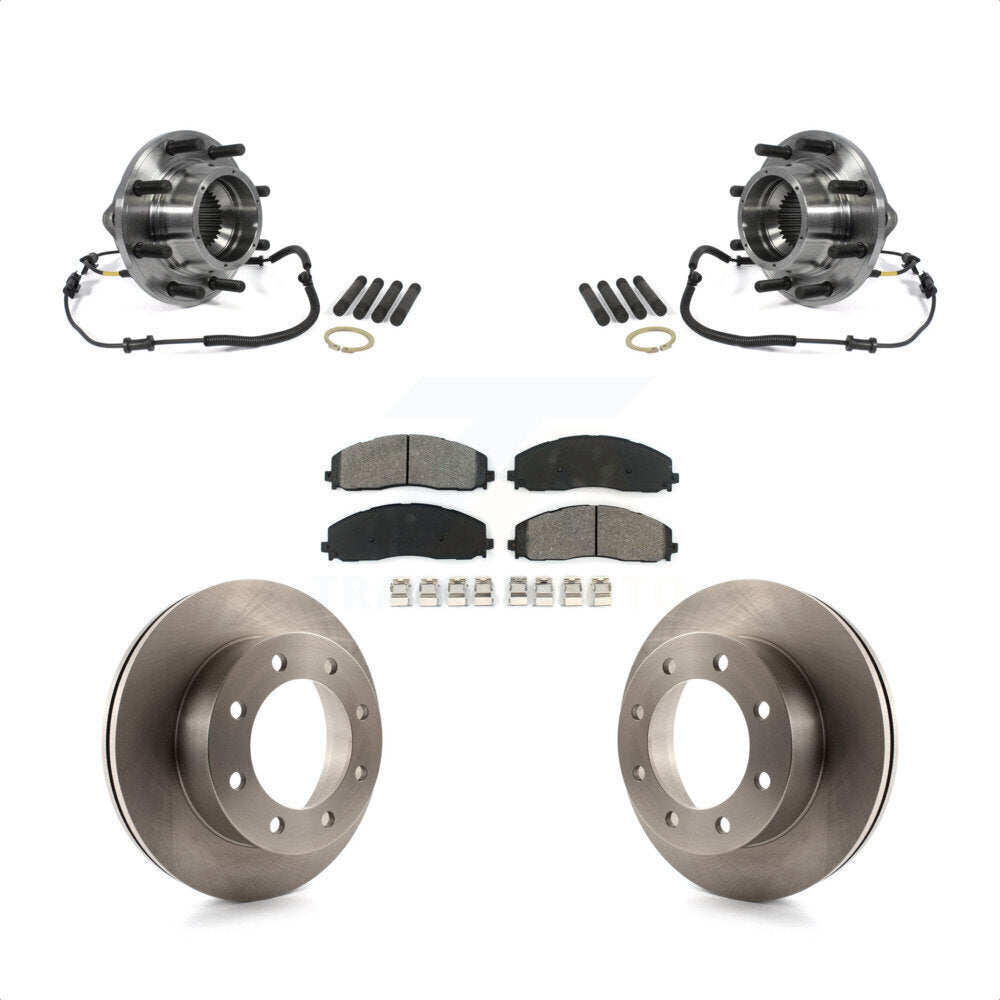 Hub Bearing Disc Brake Rotor & Pads Front Kit For 2013 Ford F-350 Super Duty 4WD