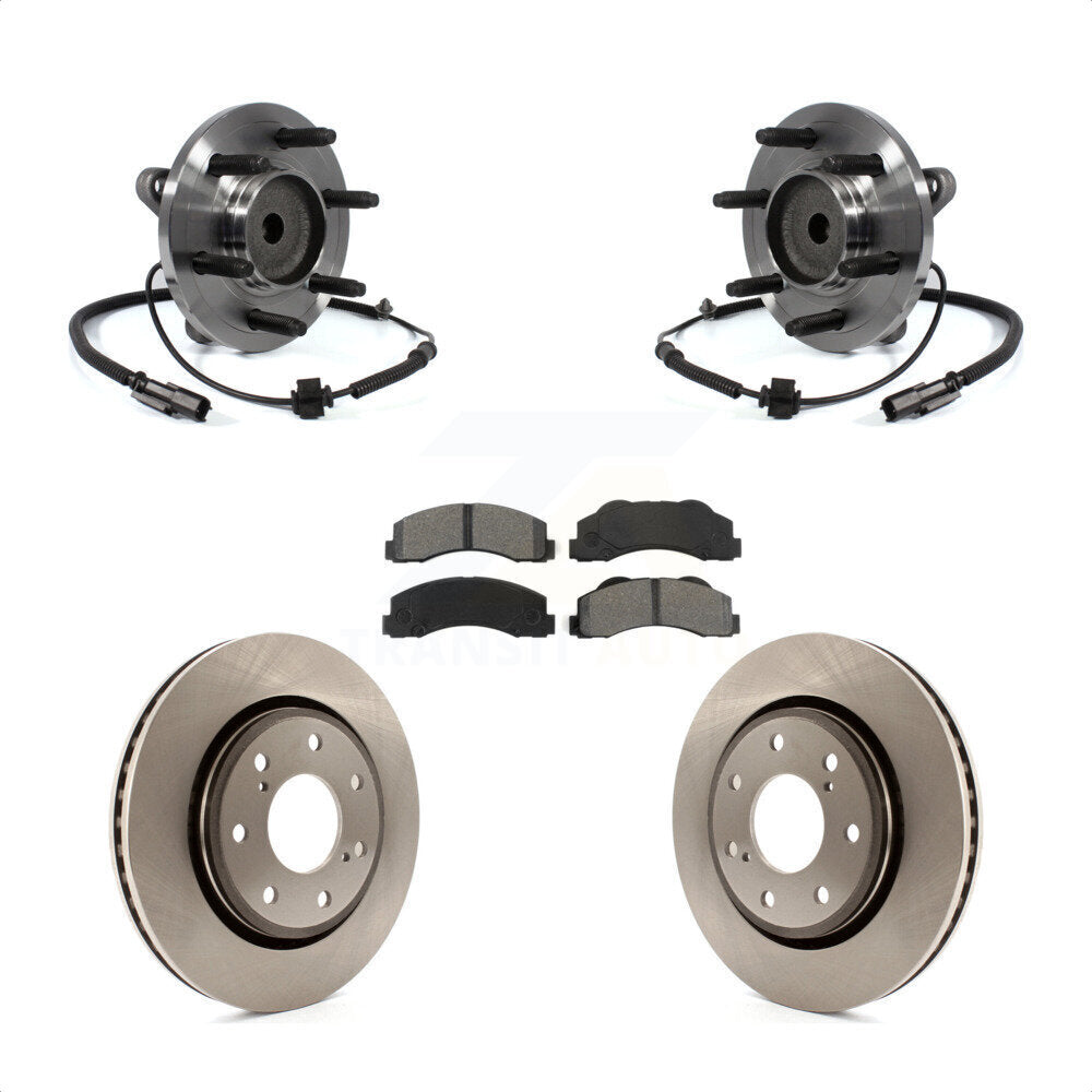 Hub Bearing Brake Rotor Pad Front Kit For 11-14 Ford F-150 RWD With 7 Lug Wheels