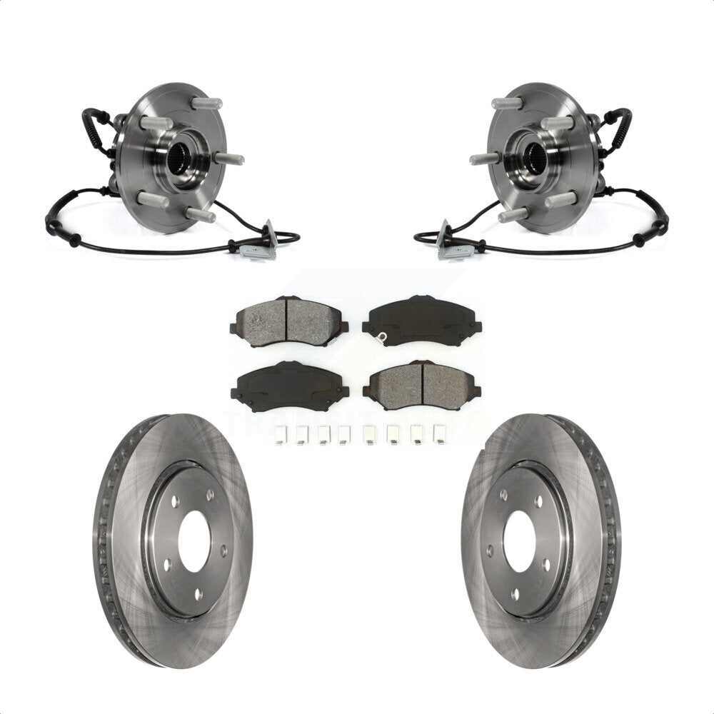 Hub Bearing Brake Rotor & Pads Front Kit For Dodge Grand Caravan Chrysler Town