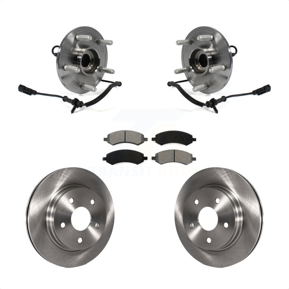 Hub Bearing Assembly Disc Brake Rotor And Pad Front Kit For Ram 1500 Classic 4WD