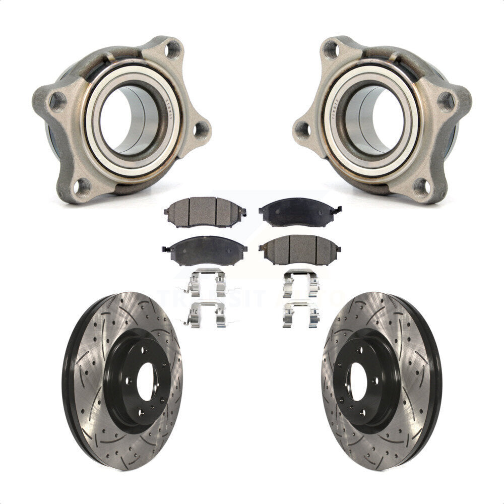 Wheel Bearing Drilled Slot Brake Rotor & Pad Front Kit For 2006 INFINITI G35 AWD