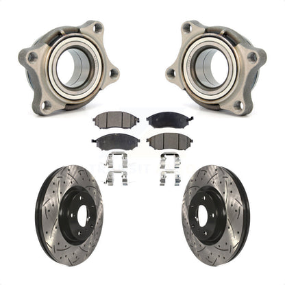 Wheel Bearing Drilled Slot Brake Rotor & Pad Front Kit For 2006 INFINITI G35 AWD
