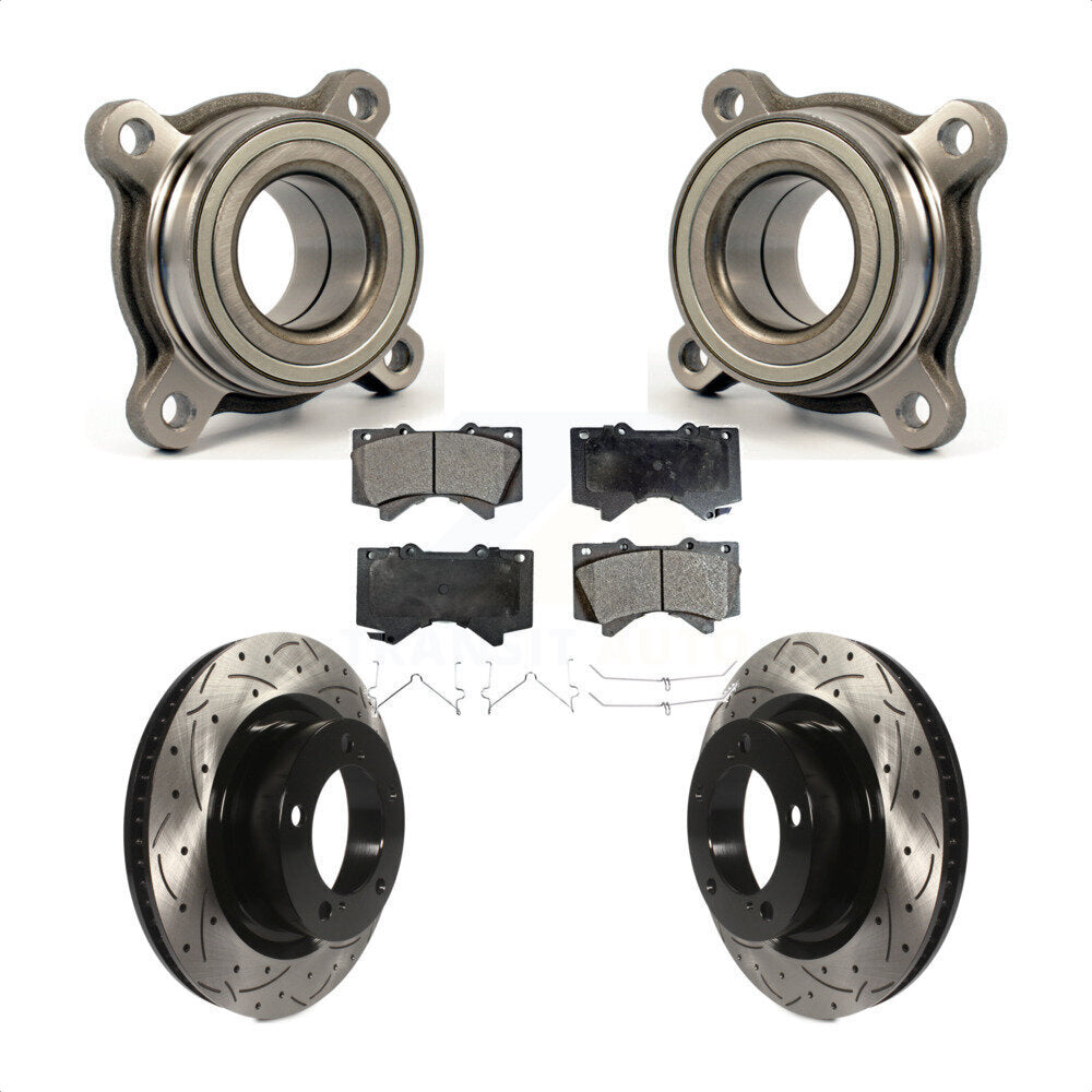 Wheel Bearing Drilled Slot Brake Rotor & Pad Front Kit For Toyota Tundra Sequoia