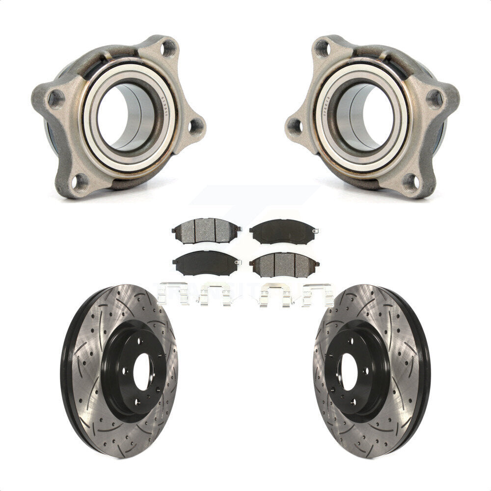 Wheel Bearing Drilled Slot Brake Rotor & Pad Front Kit For 2006 INFINITI G35 AWD