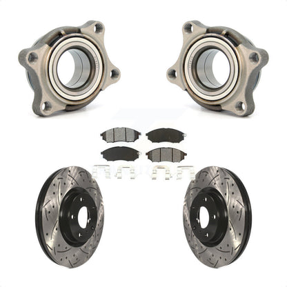 Wheel Bearing Drilled Slot Brake Rotor & Pad Front Kit For 2006 INFINITI G35 AWD