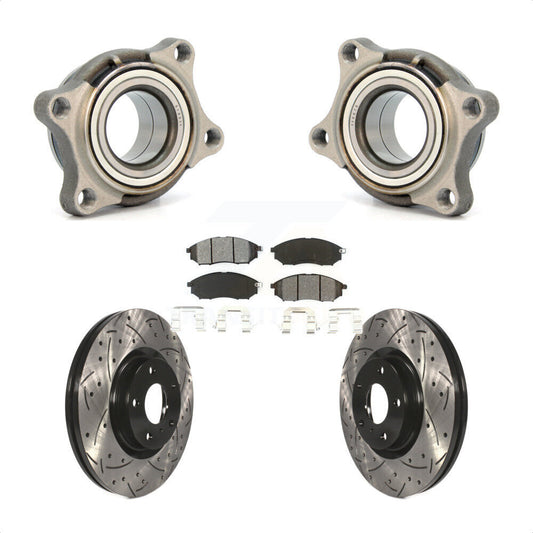 Wheel Bearing Drilled Slot Brake Rotor & Pad Front Kit For 2006 INFINITI G35 AWD