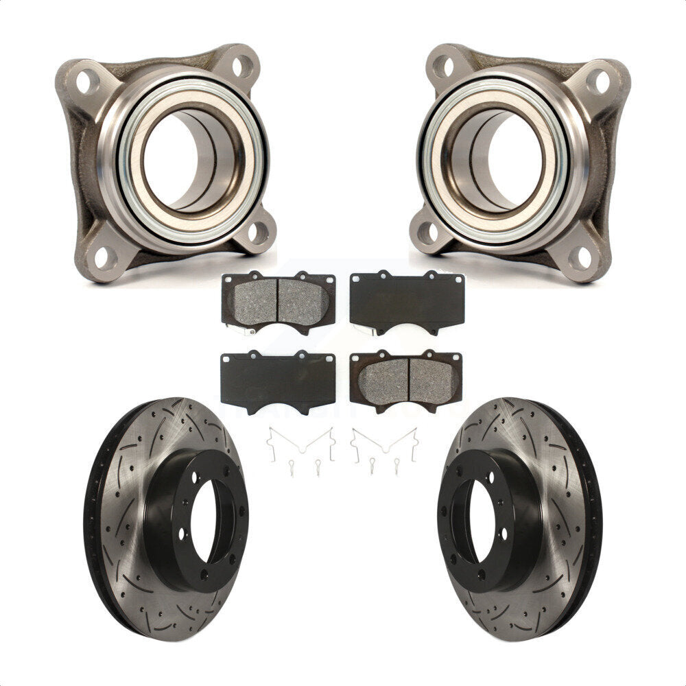 Wheel Bearing Drill Slot Brake Rotor Pads Front Kit For Toyota Tacoma 4Runner FJ