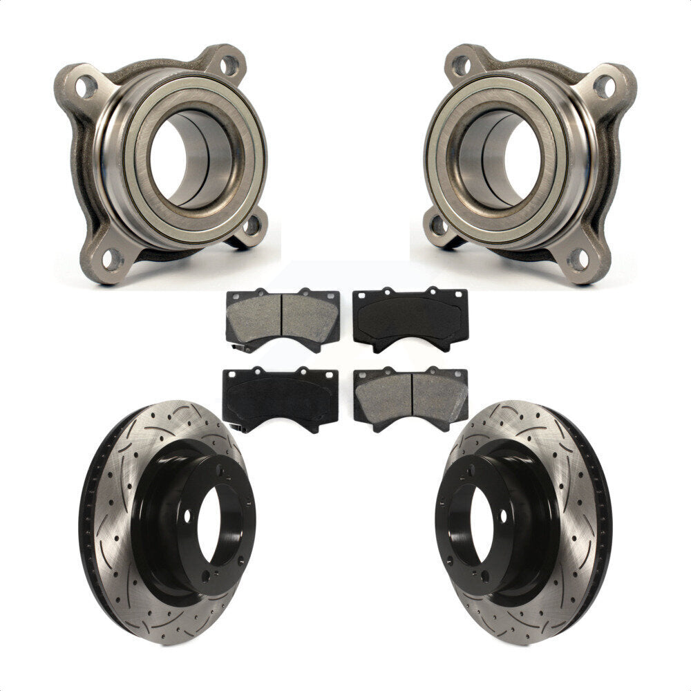 Wheel Bearing Drilled Slot Brake Rotor & Pad Front Kit For Toyota Tundra Sequoia