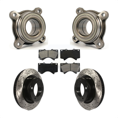 Wheel Bearing Drilled Slot Brake Rotor & Pad Front Kit For Toyota Tundra Sequoia